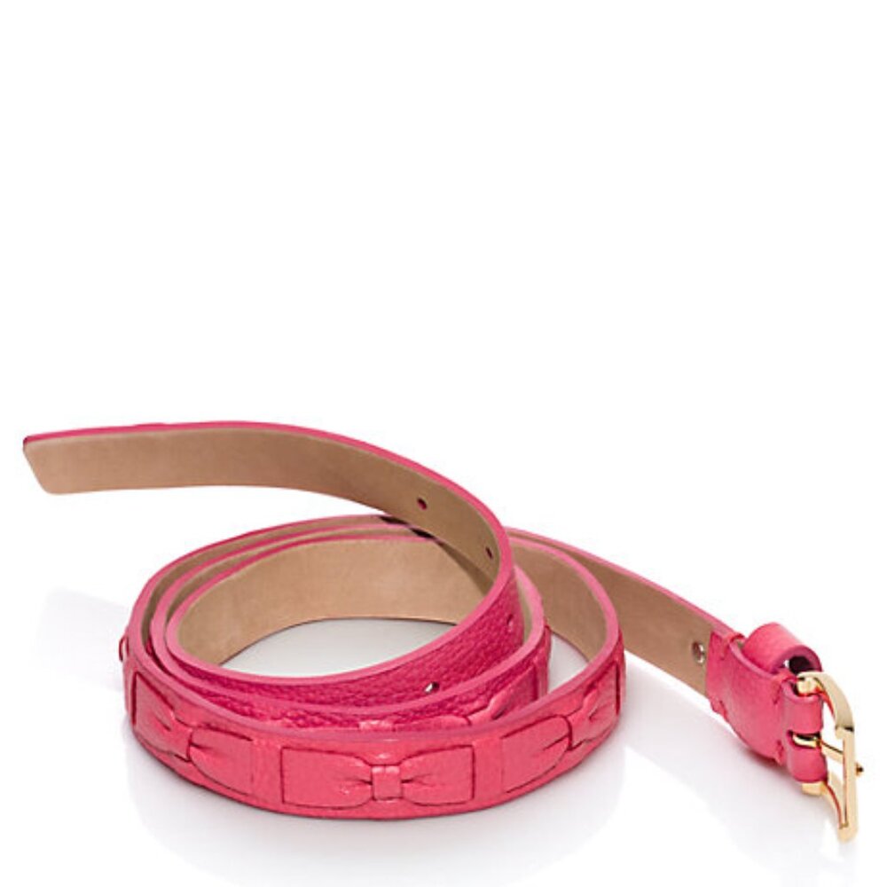 NWT KATE SPADE Fuschia Leather Bow Belt - Picture 7 of 7